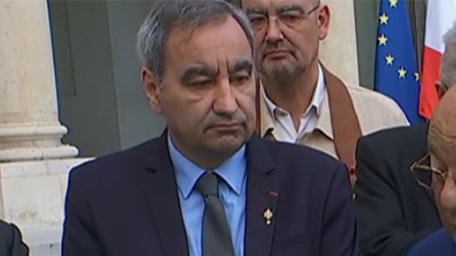 Dalil Boubakeur, entouré des représentants des cultes, reçus à l'Elysée mercredi matin.