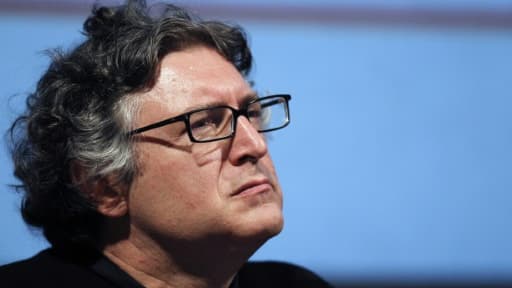 Le philosophe Michel Onfray à l'"Université Populaire de Caen" à Herouville-Saint-Clair, le 15 octobre 2010