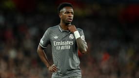 Le Brésilien Vinicius Junior lors du match entre Arsenal et le Real Madrid en Ligue des champions, le 8 avril 2025