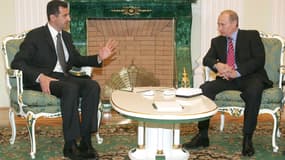 Photo prise lors d'une précédente rencontre en 2006 entre Vladimir Poutine et Bachar al-Assad à Moscou