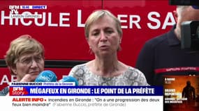 Fabienne Buccio, préfète de Gironde: "On a 2000 hommes et femmes engagés sur le terrain, sur les deux feux, on a 10 moyens aériens"