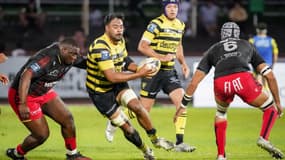 Michael Faleafa lors du match de Mont-de-Marsan contre Rouen, dernière journée de Pro D2, 5 mai 2023