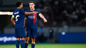 Marquinhos et Manuel Ugarte lors du match amical face à l'Inter Milan, le 1er août 2023.