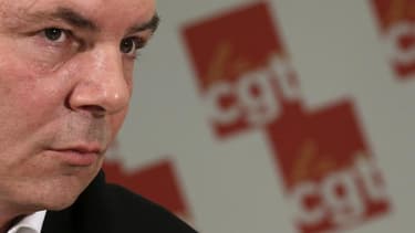 Thierry Lepaon, secrétaire général de la CGT. Le premier syndicat français, "déçu" par le premier acte du quinquennat, accuse François Hollande d'avoir "lâché" sur sa politique économique et sociale pour obtenir un sursis de Bruxelles et le menace d'"une