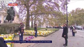 11-Novembre: Emmanuel Macron se recueille devant la statue de Georges Clémenceau