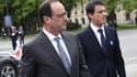 François Hollande et Manuel Valls le 8 mai 2015 lors des commémorations à Paris.