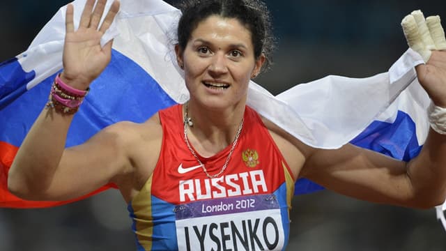 Tatyana Lysenko lors de son sacre olympique en 2012