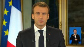 Emmanuel Macron lors de son allocution le 10 décembre