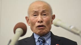 Toshiyuki Mimaki, co-président de Nihon Hidankyo, l'organisation représentant les survivants irradiés de Nagasaki et d'Hiroshima qui a reçu le Nobel de la Paix, lors d'une conférence de presse à Tokyo, le 11 octobre 2024.
