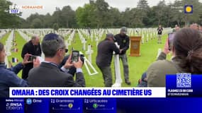 Calvados: des croix changées au cimetière américain de Colleville-sur-Mer