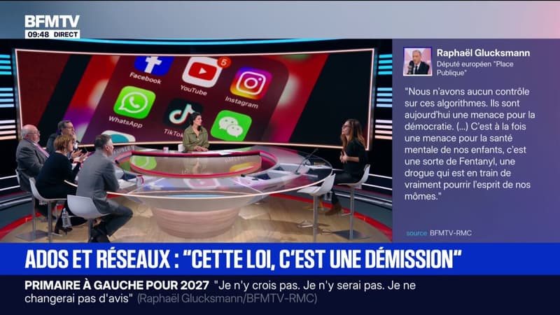 Interdiction des réseaux sociaux: "Il faut que l'Europe ait le courage d'appliquer le DSA", déclare Justine Atlan (association E-Enfance)