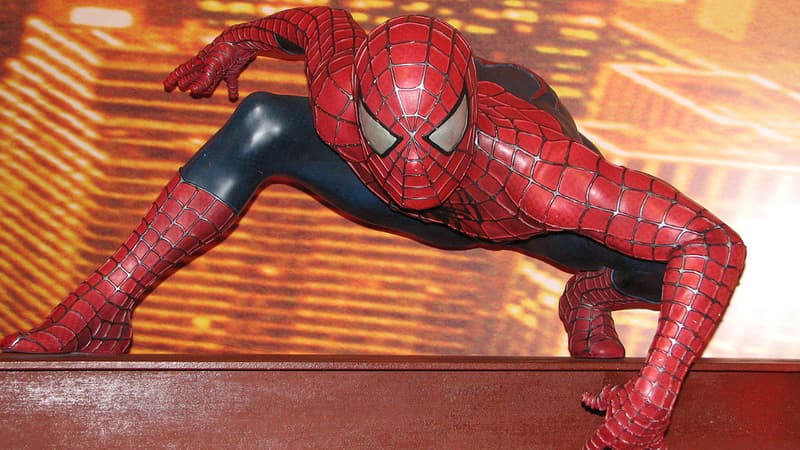 La statue de cire de Spider-Man au musée Madame Tussauds à Londres.