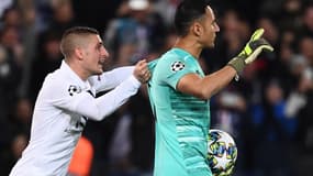 Marco Verratti jubile après l'arrêt de Navas sur penalty