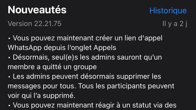 La mise à jour de Whatsapp permet désormais de quitter un groupe sans avertir les membres