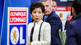 Michele Kang, propriétaire de la section féminine de l'OL, lors d'un match contre le PSG, le 16 mai 2025