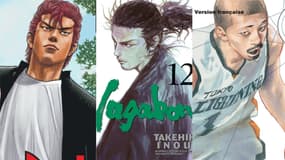 Les couvertures de "Slam Dunk", "Vagabond" et "Real" de Takehiko Inoue