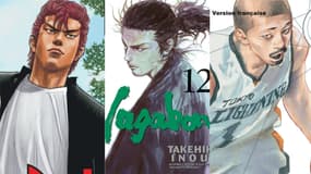 Les couvertures de "Slam Dunk", "Vagabond" et "Real" de Takehiko Inoue