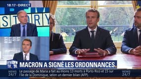 Réforme du Code du travail: Macron signe en direct les ordonnances