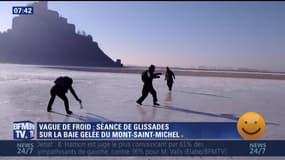Vague de froid: la baie du Mont-Saint-Michel transformée en patinoire - 26/01