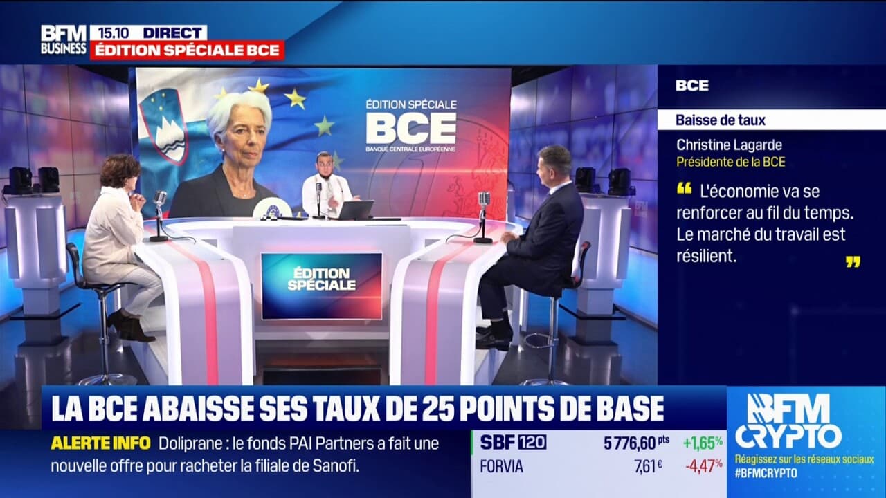 La BCE abaisse ses taux de 25 points de base