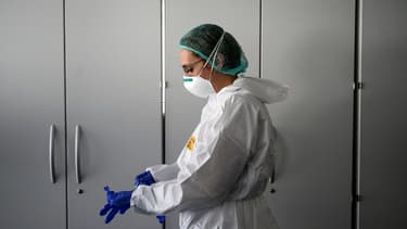 Une infirmière en Italie, le 29 mars 2020.
