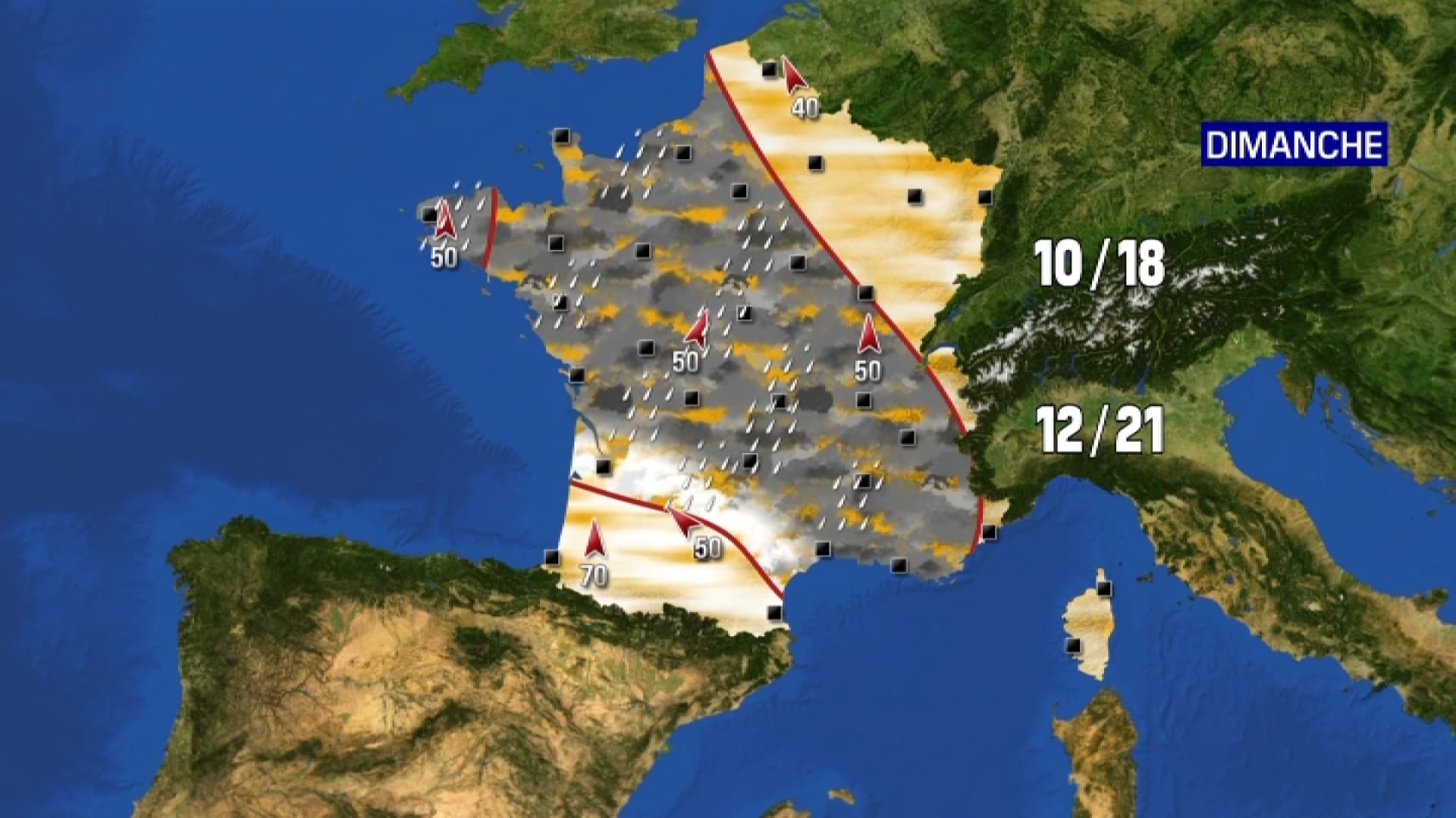 Les prévisions météo pour le dimanche 6 octobre 2024. Les prévisions météo pour le dimanche 6 octobre 2024.
