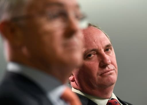 Le vice-Premier ministre australien Barnaby Joyce et le Premier ministre Malcolm Turnbull à Sydney, le 15 février 2018