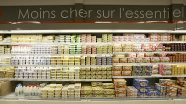 Rayon frais du Leclerc Express, le premier magasin discount de la marque E.Leclerc (image d'illustration).