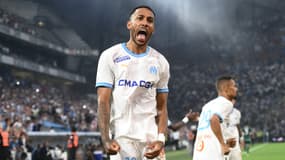 Pierre-Emerick Aubameyang célèbre but avec l'OM face au Panathinaïkos, le 15 août 2023