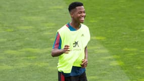 Ansu Fati à l'entraînement avec l'équipe d'Espagne Espoirs, à Madrid le 12 octobre 2019