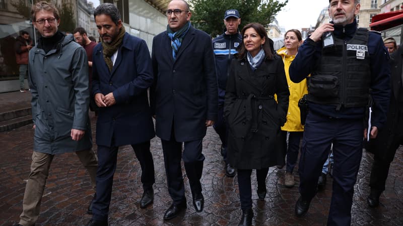La maire de Paris, Anne Hidalgo, et le préfet de police Laurent Nuñez ont déambulé ensemble mardi dans le quartier des Halles