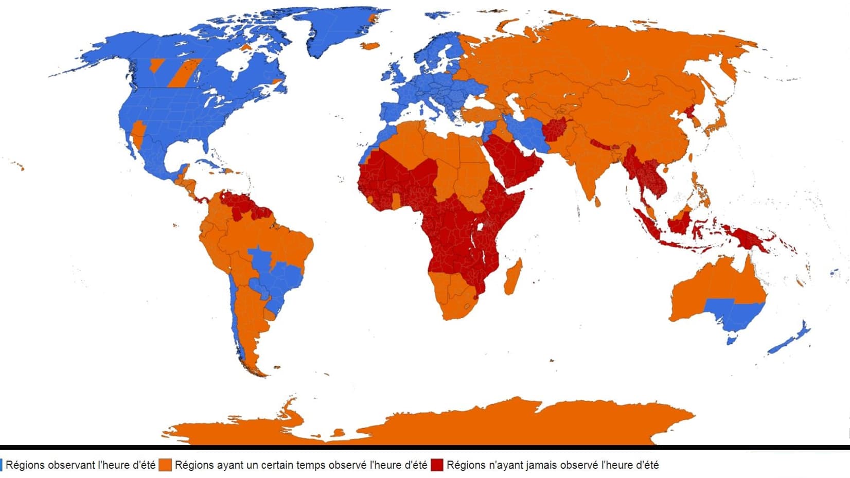 Les pays appliquant le changement d'heure dans le monde Les pays appliquant le changement d'heure dans le monde