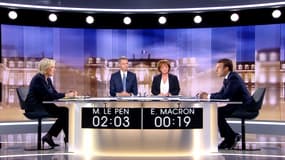 Emmanuel Macron et Marine Le Pen lors du débat d’entre-deux tours à La Plaine Saint-Denis (Île-de-France), le 3 mai 2017. 