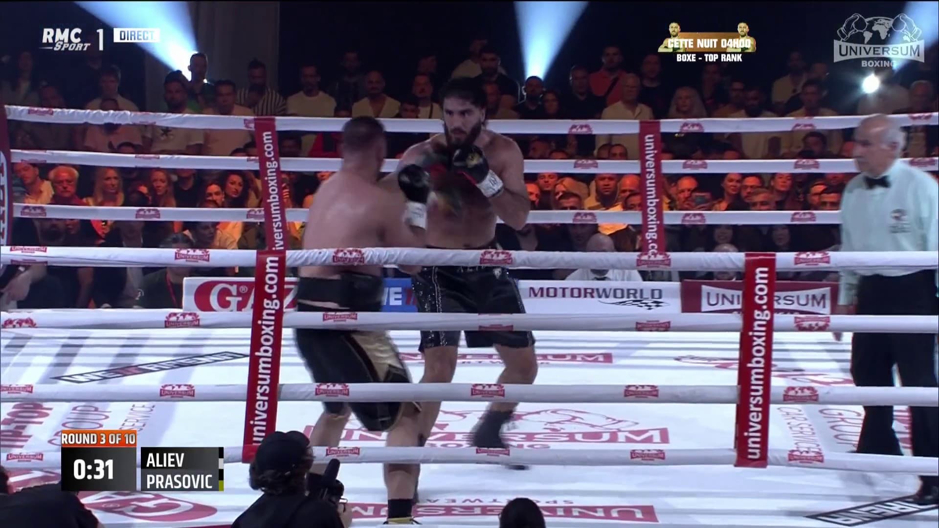 Le boxeur français Mourad Aliev face au Monténégrin Dilan Prasovic, 11 mai 2024 Le boxeur français Mourad Aliev face au Monténégrin Dilan Prasovic, 11 mai 2024