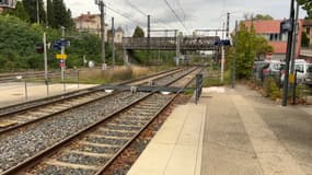 La voie ferrée au niveau de la gare de Tassin-la-Demi-Lune (Rhône) le mercredi  octobre 2024.