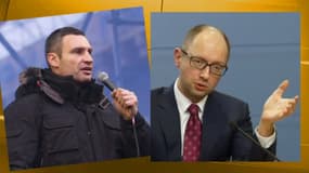 Vitali Klitschko (g.) et Arseni Iatseniouk, les deux principaux leaders de la contestation, au cours de la crise.