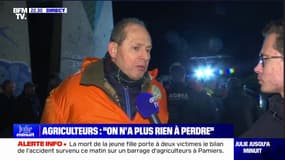 Mobilisation des agriculteurs: "Tant qu'il n'y a pas de choses concrètes, on continuera la manifestation et on avancera sur Paris", affirme Vincent Boucher (FNSEA de l'Oise)
