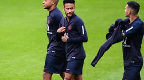 Neymar et Kylian Mbappé à l'entraînement du PSG