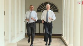 Joe Biden tient très provisoirement la corde devant Barack Obama, le temps d'un jogging dans la prestigieuse aile ouest de la Maison Blanche.