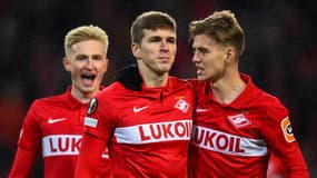 Aleksander Sobolev, Ruslan Litvinov et Mikhail Ignatov du Spartak Moscou, le 24 novembre 2021
