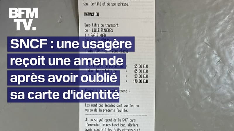 Une usagère reçoit une amende de 170 euros dans un TGV pour avoir oublié sa carte d'identité