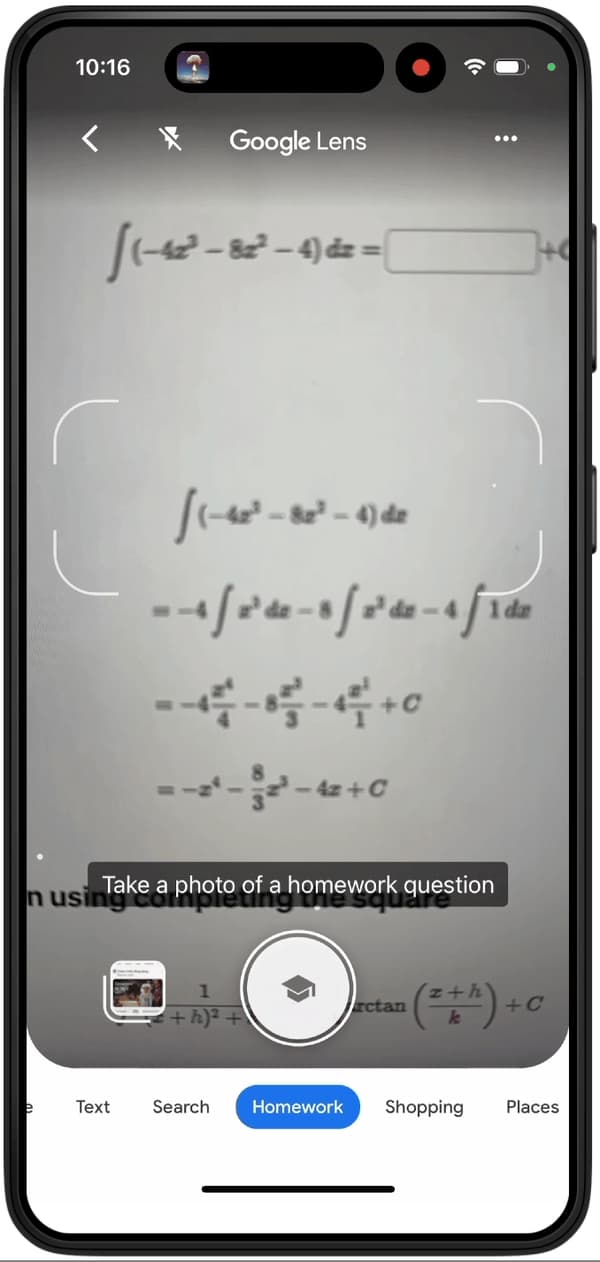Il est possible de résoudre ses équations et ses intégrales avec l'outil Lens de Google. 