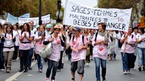 Une manifestation de sages-femmes à Paris, le 4 octobre.