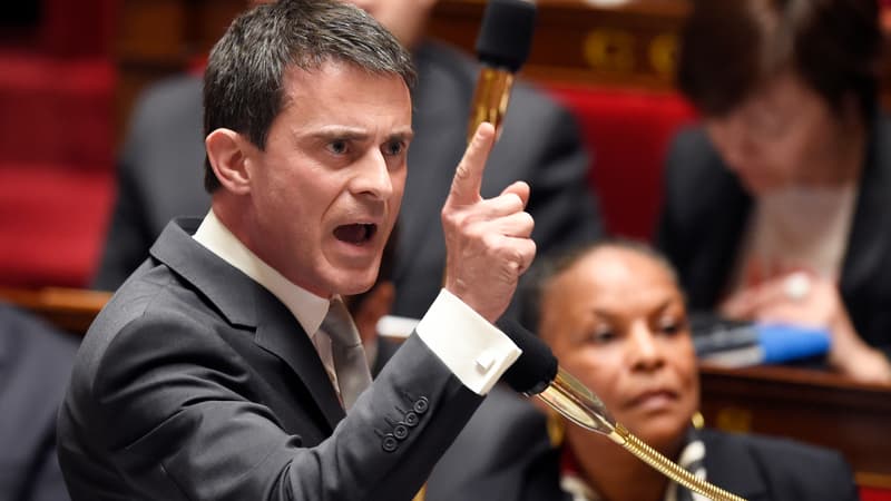 Manuel Valls, le 1er avril 2015, face à l'Assemblée nationale.
