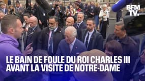  Le roi Charles III s'offre un bain de foule avant de se rendre sur le chantier de la cathédrale Notre-Dame de Paris 