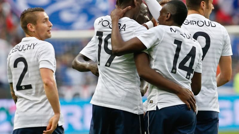 Paul Pogba et les Bleus après l'ouverture du score