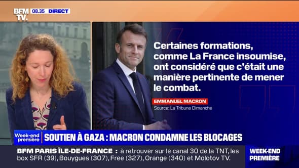 Soutien à Gaza: Emmanuel Macron condamne les blocages et pointe la responsabilité de LFI