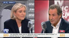 Marine Le Pen face à Jean-Jacques Bourdin en direct