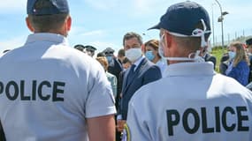 Gérald Darmanin lors d'un déplacment à Calais le 12 juillet 2020