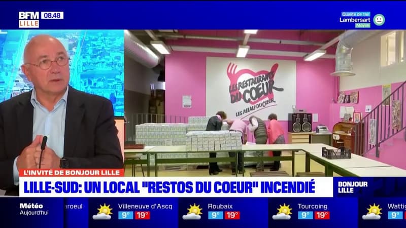 Incendie d'un local des restos du cœur à Lille : le président de l'association assure qu'il s'agit d'"une bêtise", "absolument pas dirigée contre les restos du cœur"